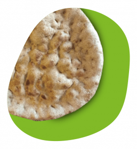 whole pizza crust in green oval